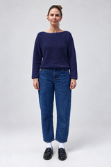 boatneck knit pullover patriot blue
