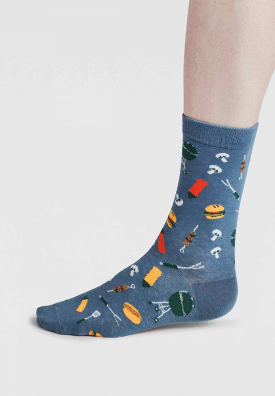 king of the grill bamboo socks dusty blue