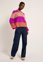 Block stripe jumper plum multicolor