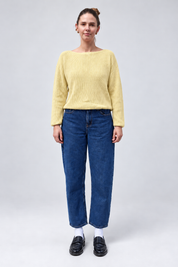 boatneck heavy knit pullover butter yellow