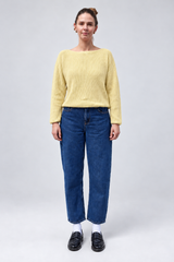 boatneck heavy knit pullover butter yellow