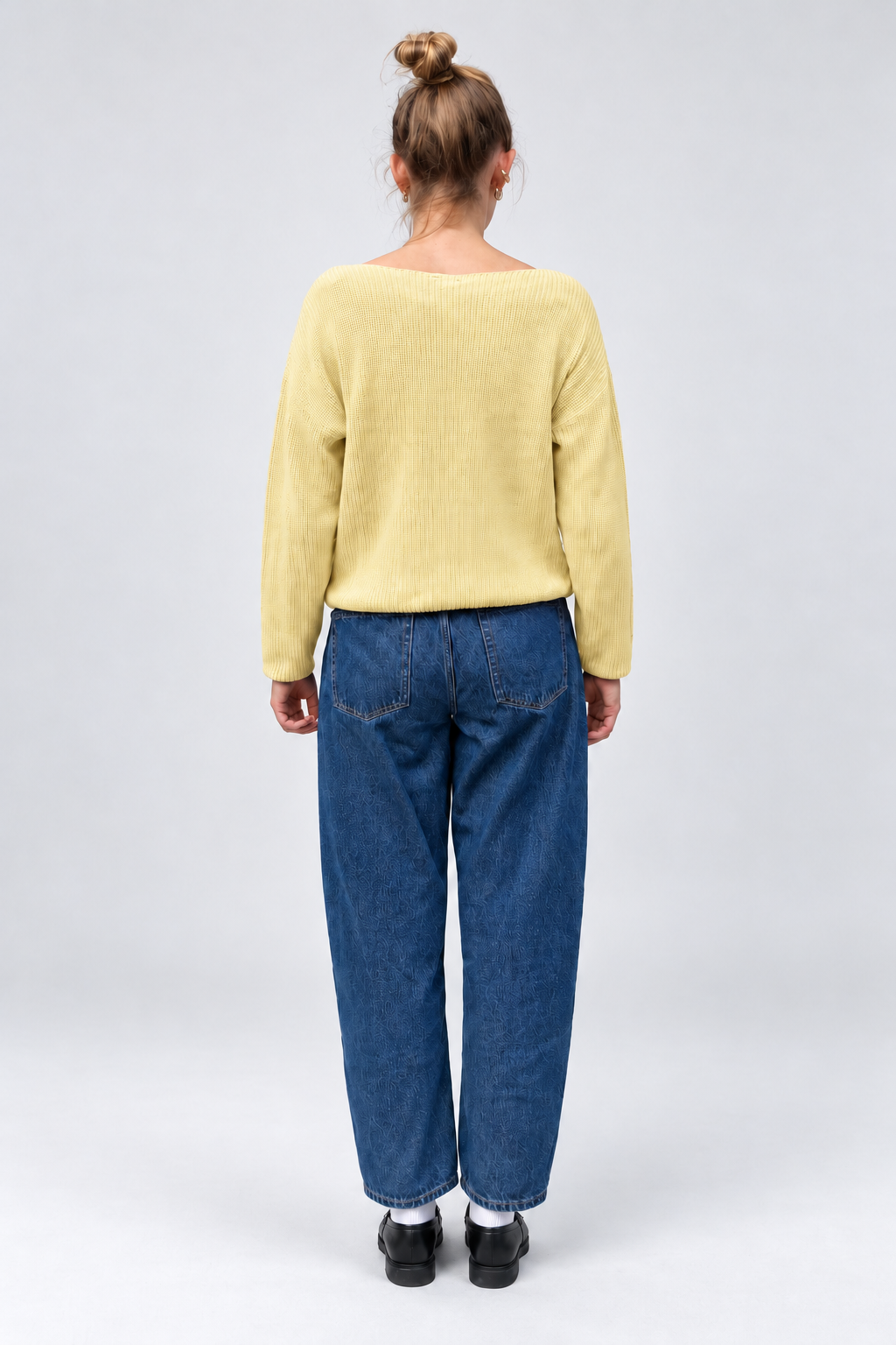 boatneck heavy knit pullover butter yellow