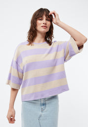 t-shirt selma stripes light beige / light amethyst