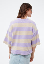 t-shirt selma stripes light beige / light amethyst