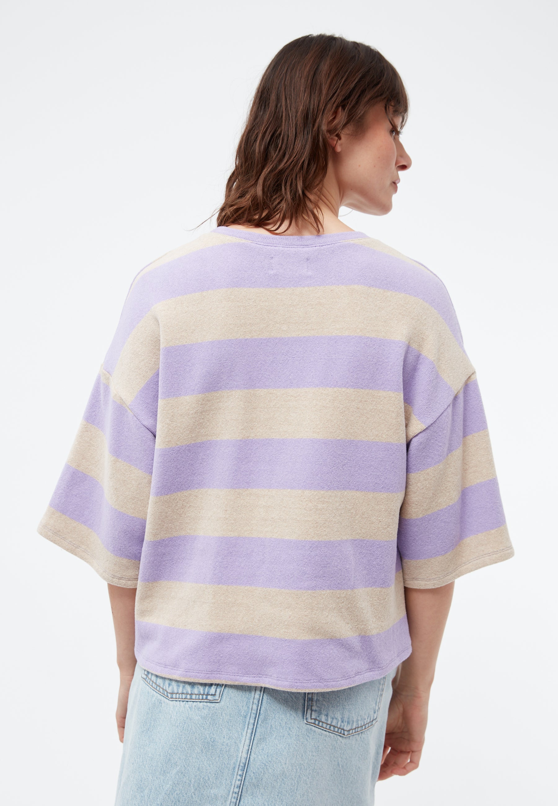 t-shirt selma stripes light beige / light amethyst