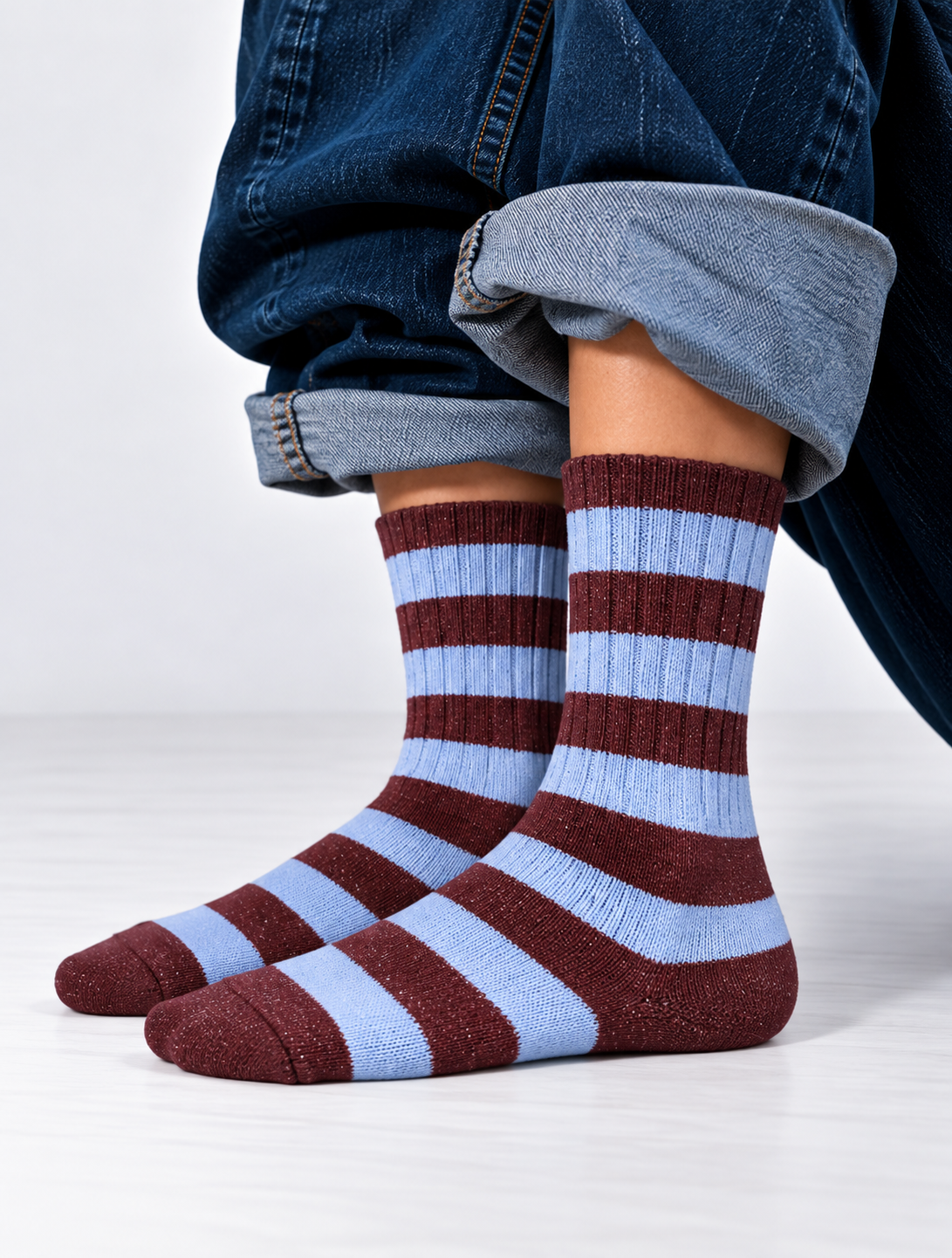 tennis sock stripes sky blue