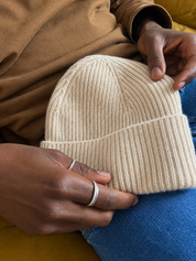 classic wool beanie - beige
