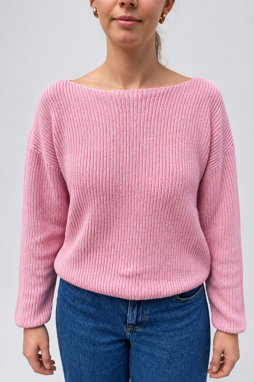 boatneck knit pullover bleached mauve