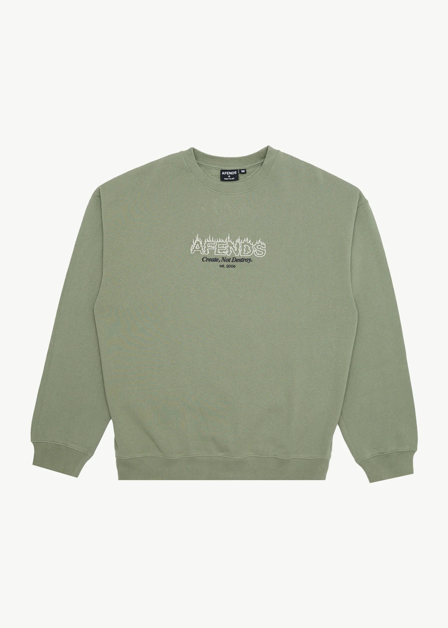 crew neck ember oil green