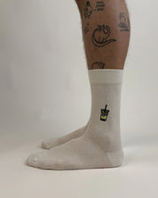 sock embroidery iced matcha latte