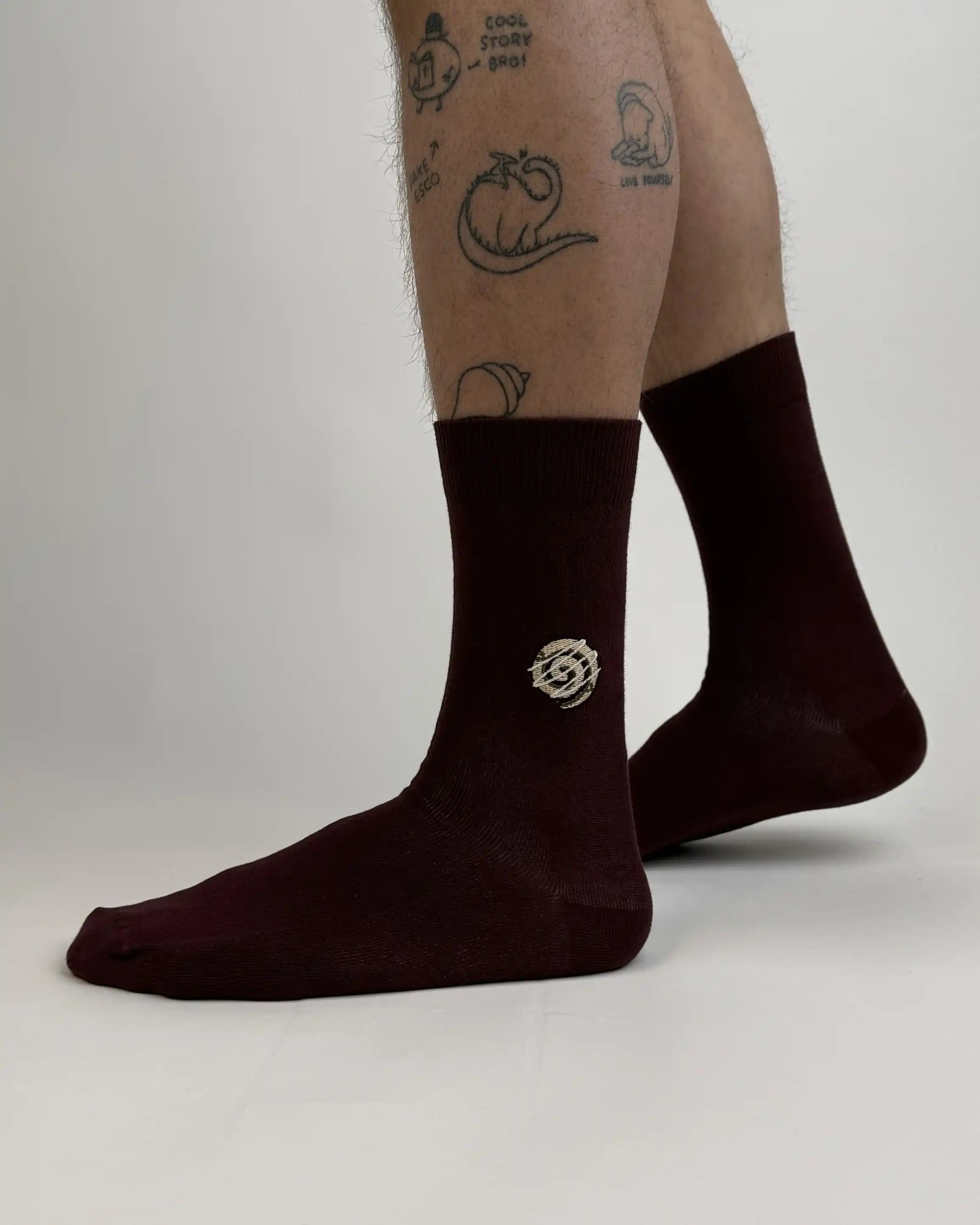 sock embroidery cinnamon bun