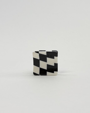 spange full square mini check black white