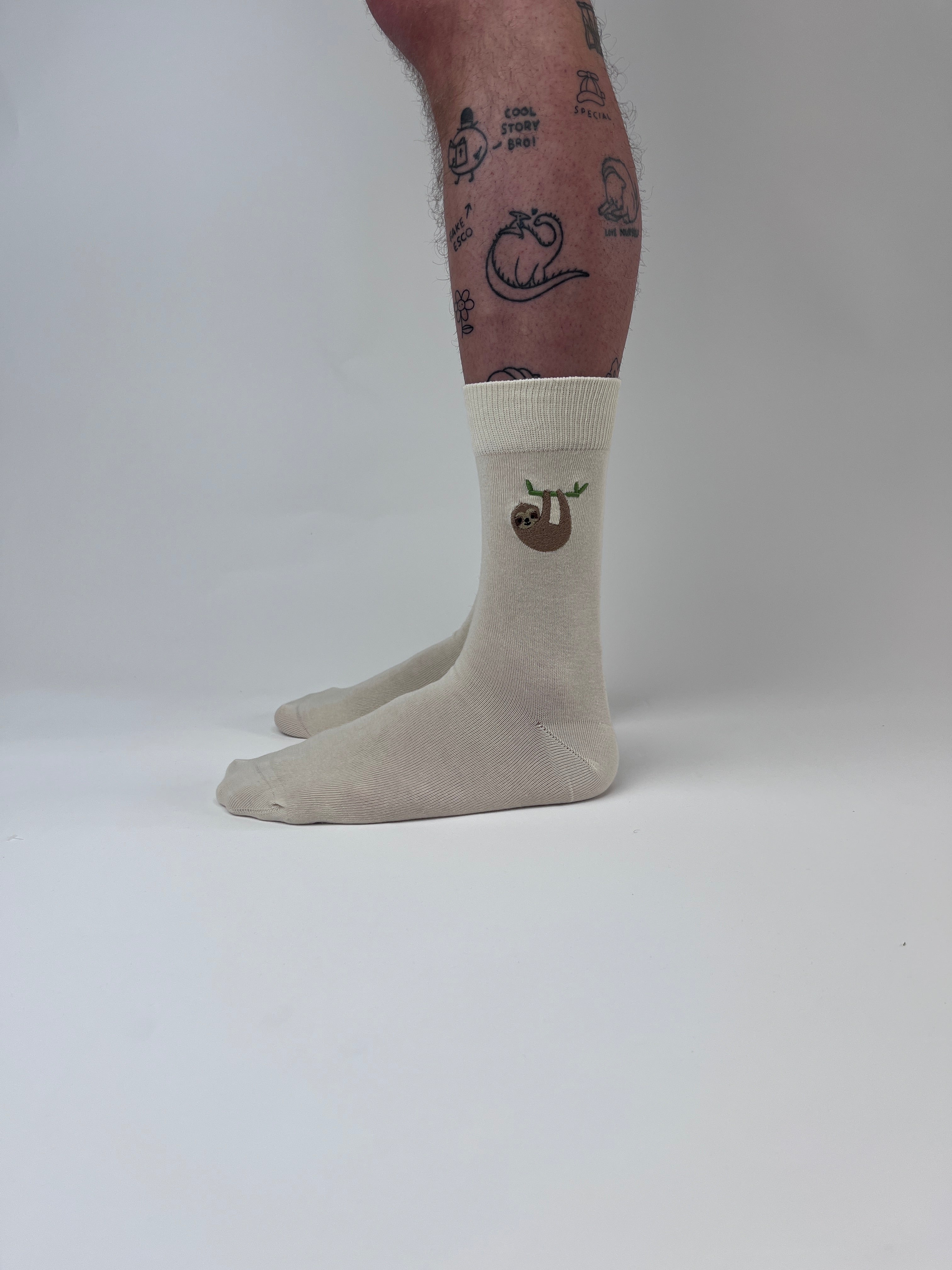 sock embroidery sloth