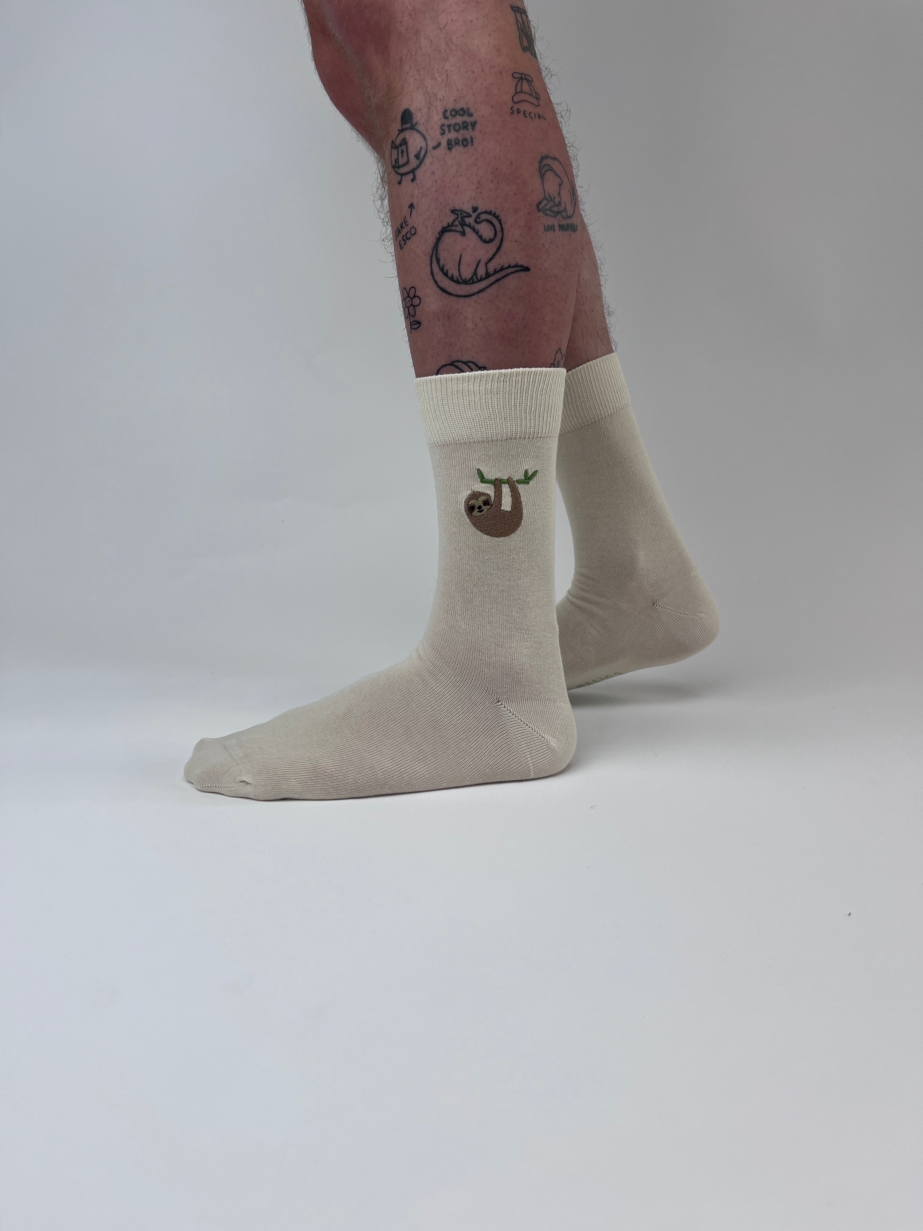 sock embroidery sloth