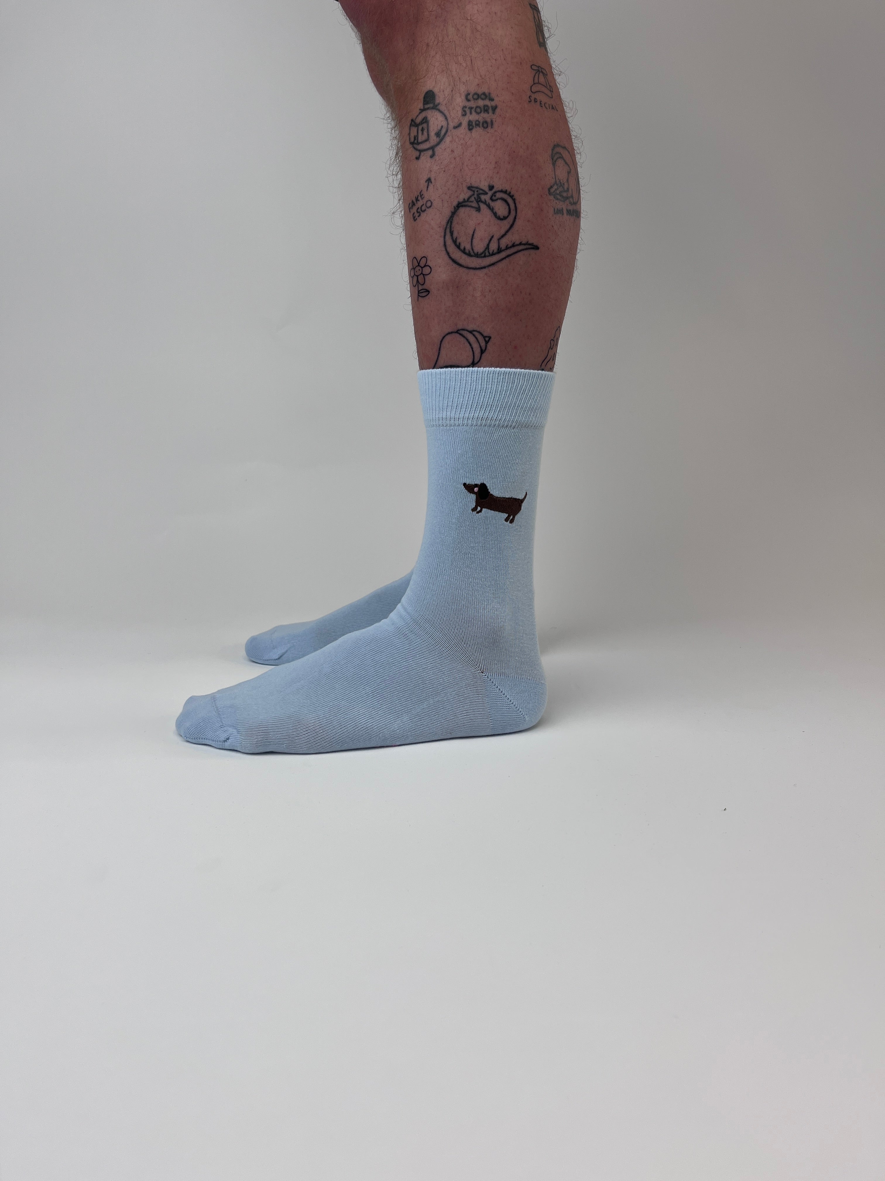 sock embroidery sausage dog