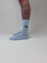 sock embroidery sausage dog