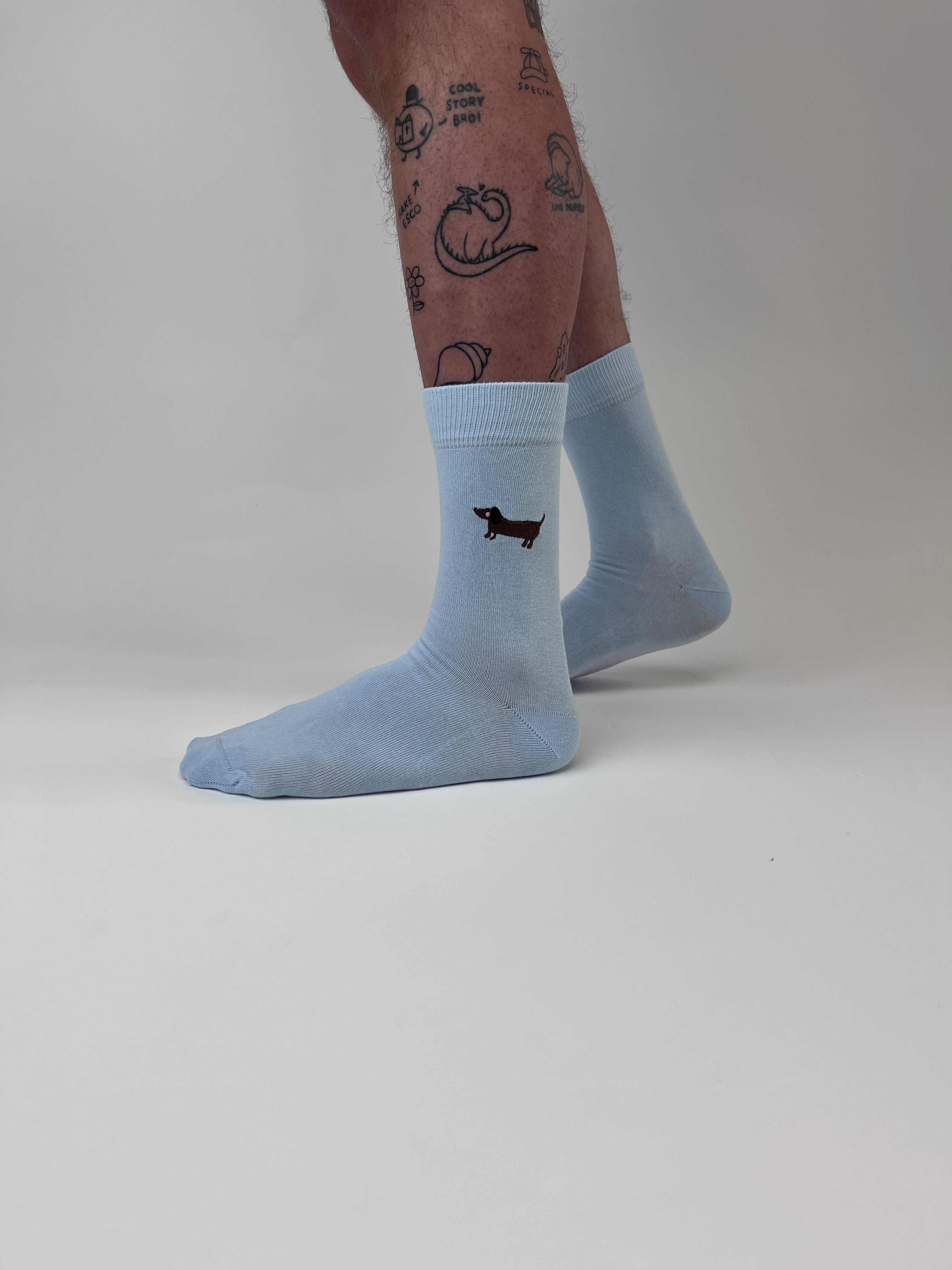 sock embroidery sausage dog