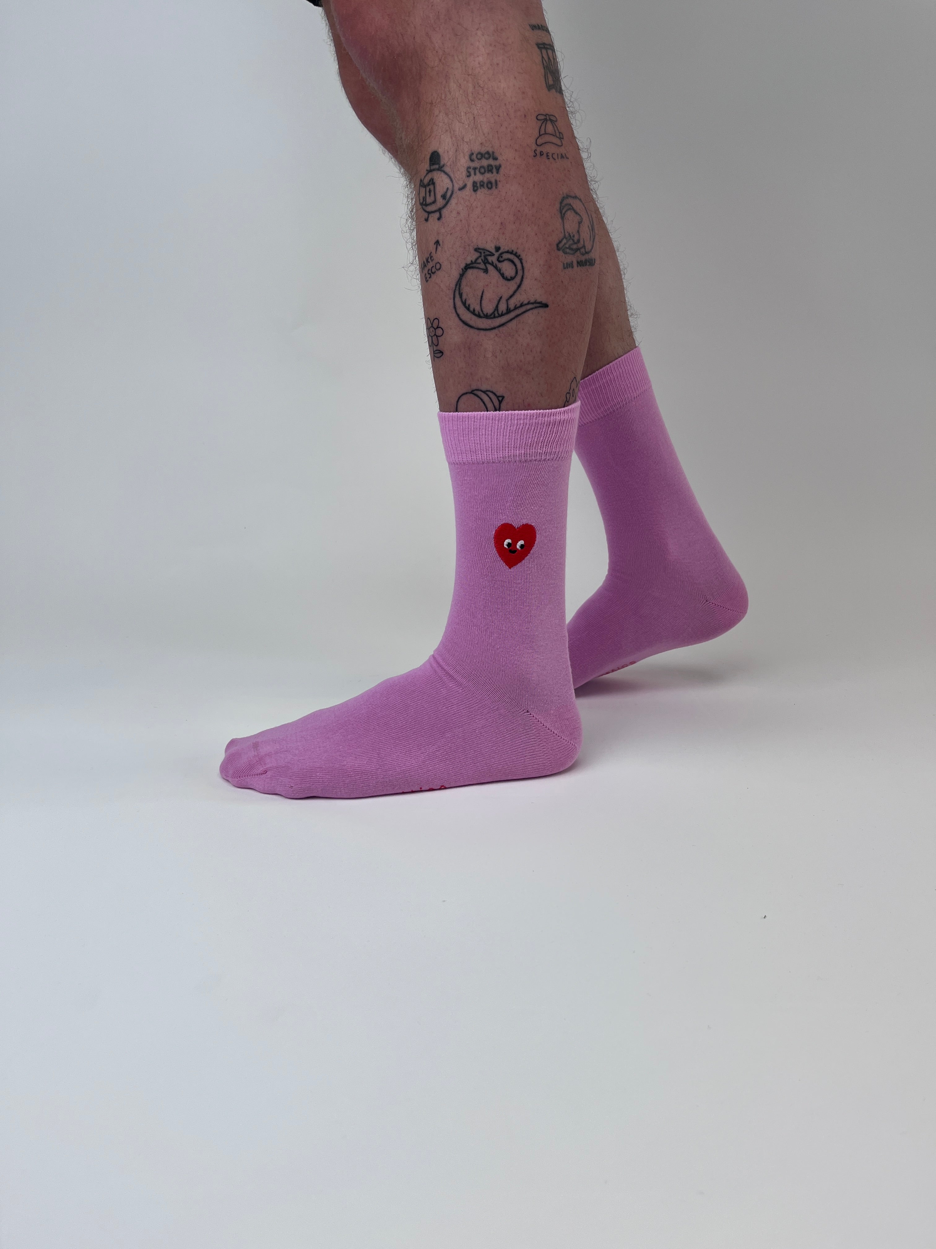 sock embroidery happy heart