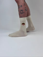 sock embroidery croissant