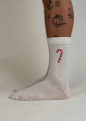 sock embroidery candy cane