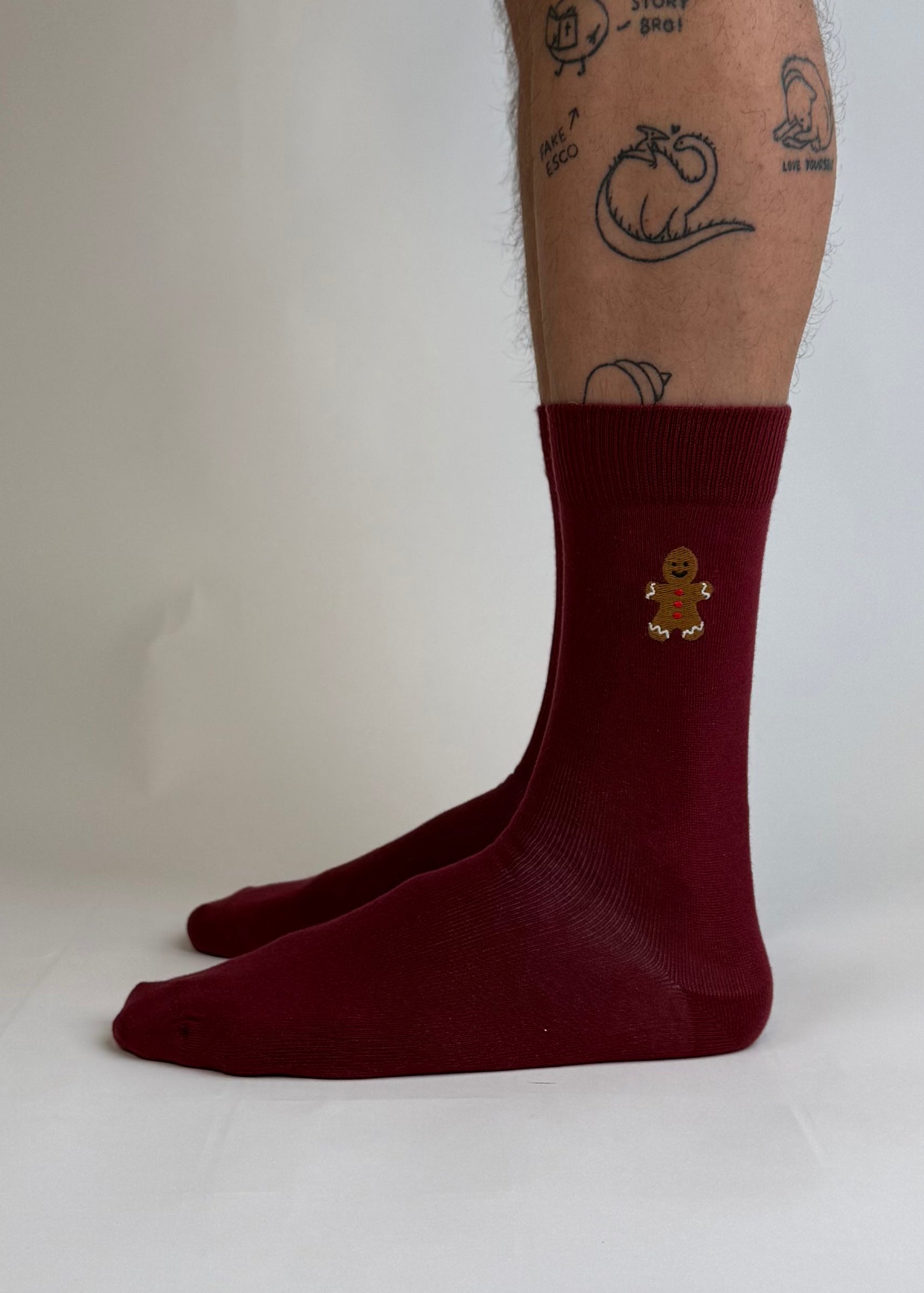 sock embroidery gingerman