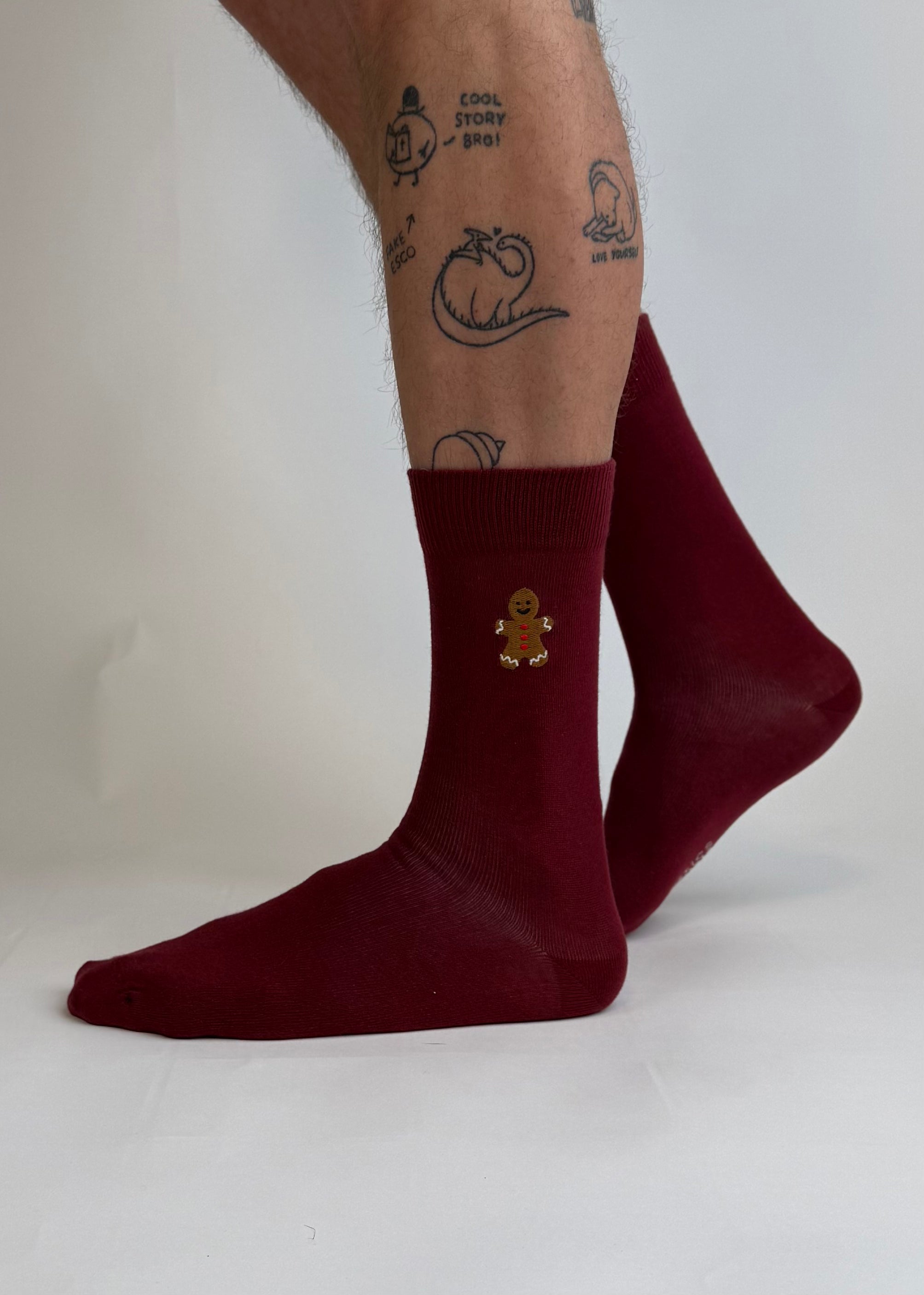 sock embroidery gingerman