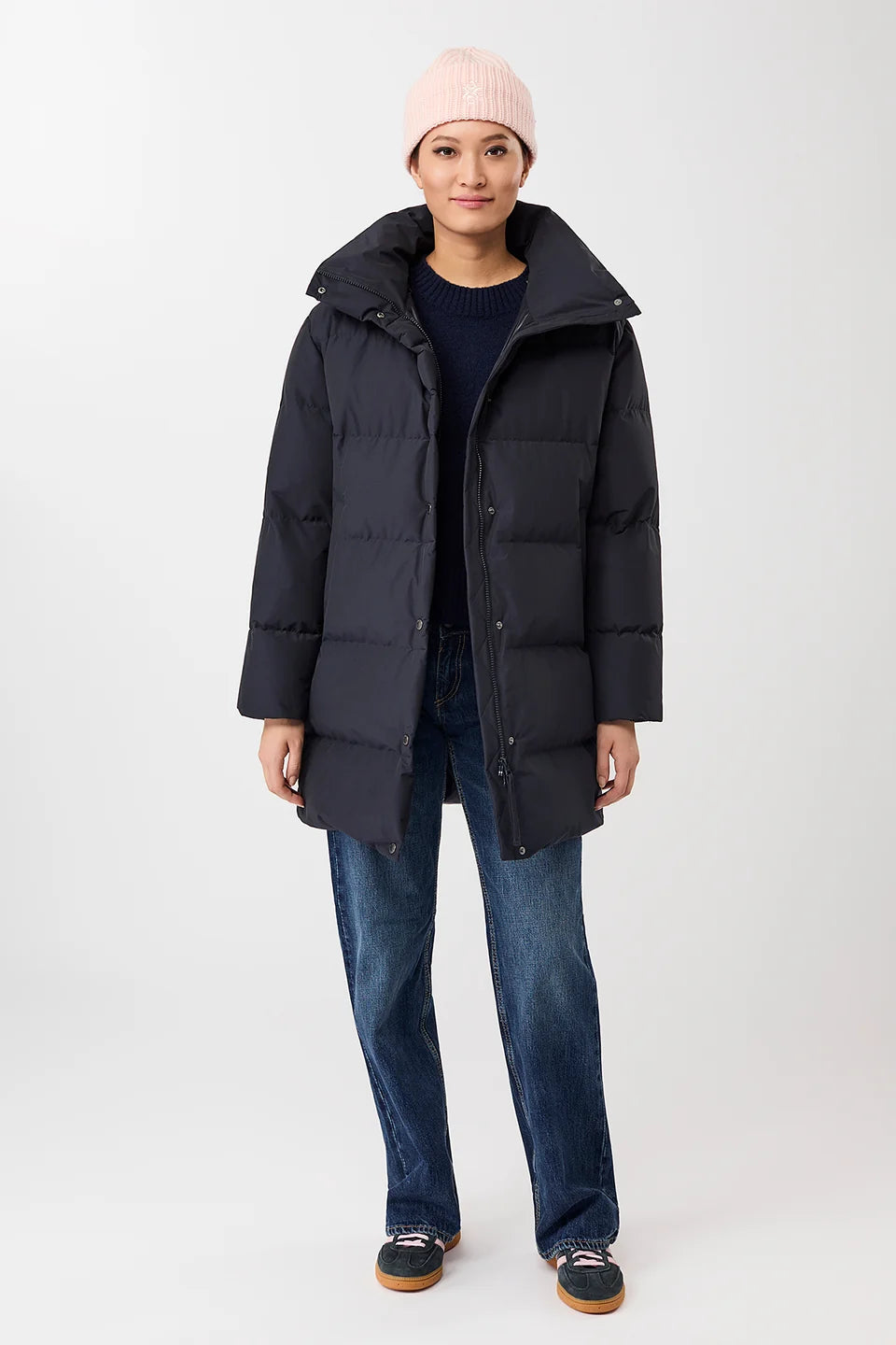 jacke mit stehkragen aus eco daune navy (JA310CN08)