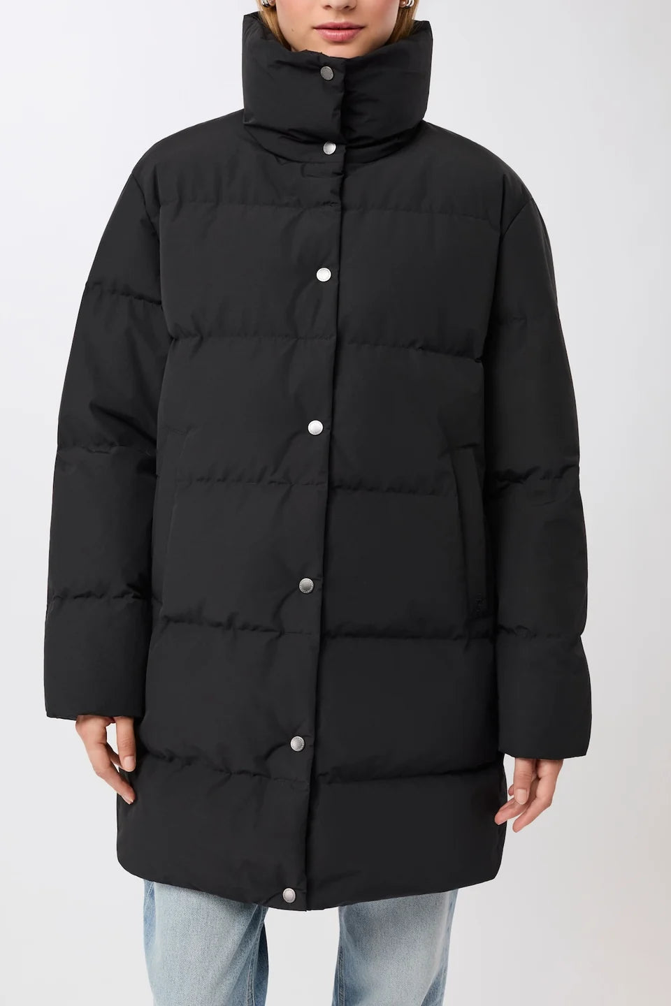 jacke mit stehkragen aus eco daune black (JA310CN08)