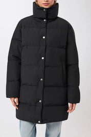 jacke mit stehkragen aus eco daune black (JA310CN08)