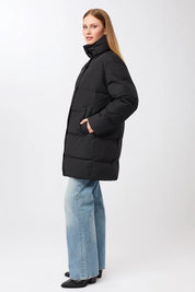 jacke mit stehkragen aus eco daune black (JA310CN08)