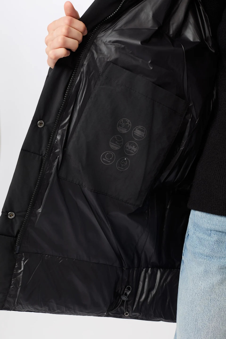 jacke mit stehkragen aus eco daune black (JA310CN08)