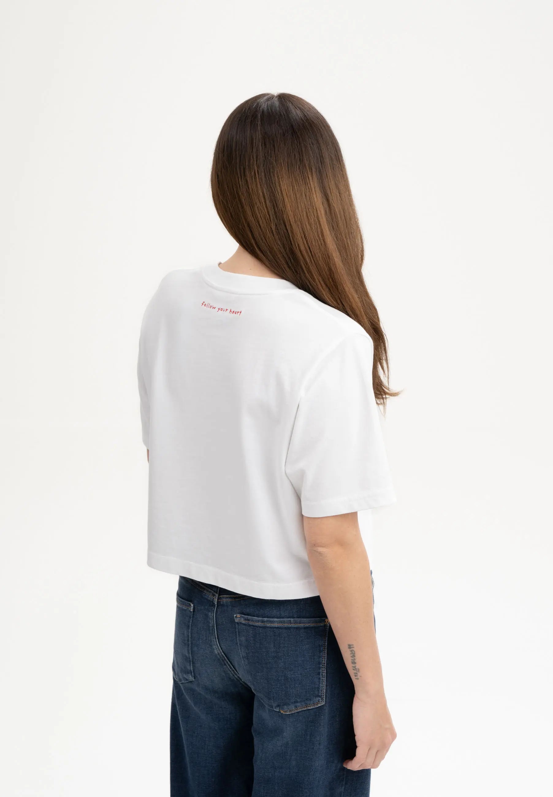 cropped t-shirt heavy joshna embroidery weiß / herz