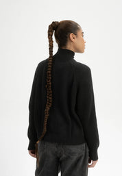 strickjacke rib knit zip jacket kamuka schwarz