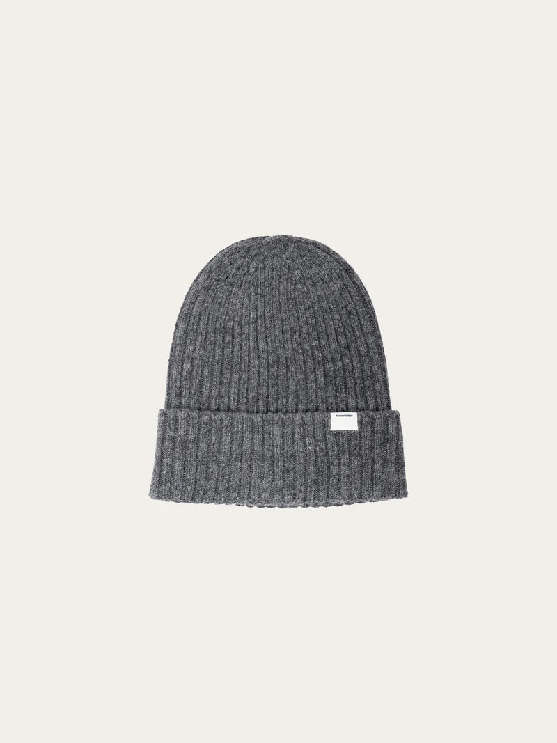 lambswool rib beanie dark grey melange