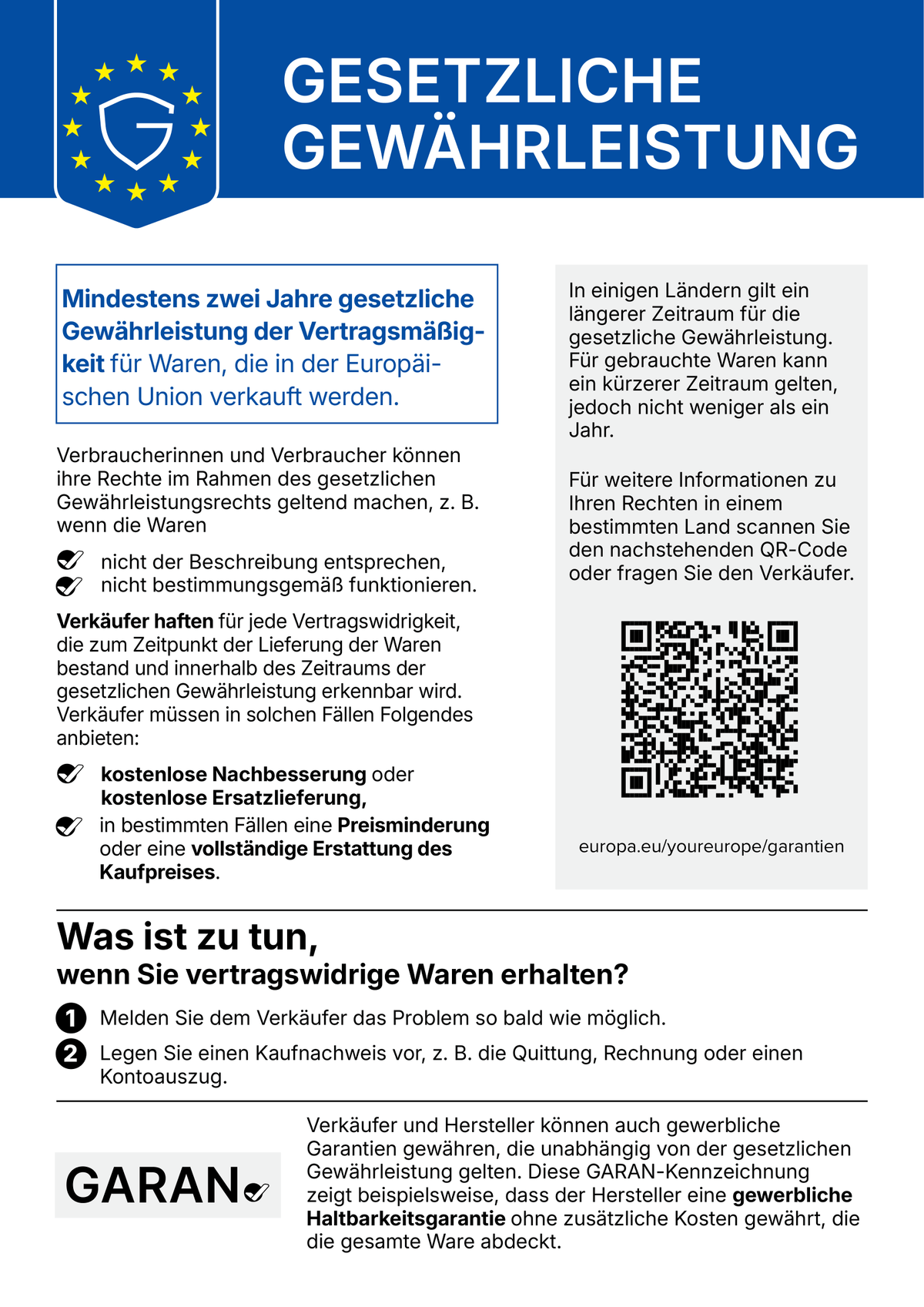 gesetzliche gewährleistung