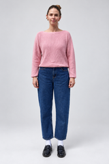 boatneck knit pullover bleached mauve