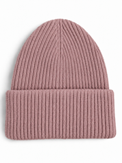 double layered wool beanie - bleached mauve