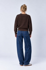 cropped knit pullover chocolate brown