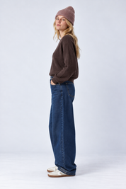 cropped knit pullover chocolate brown