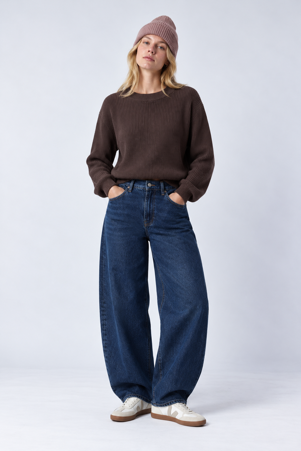 cropped knit pullover chocolate brown