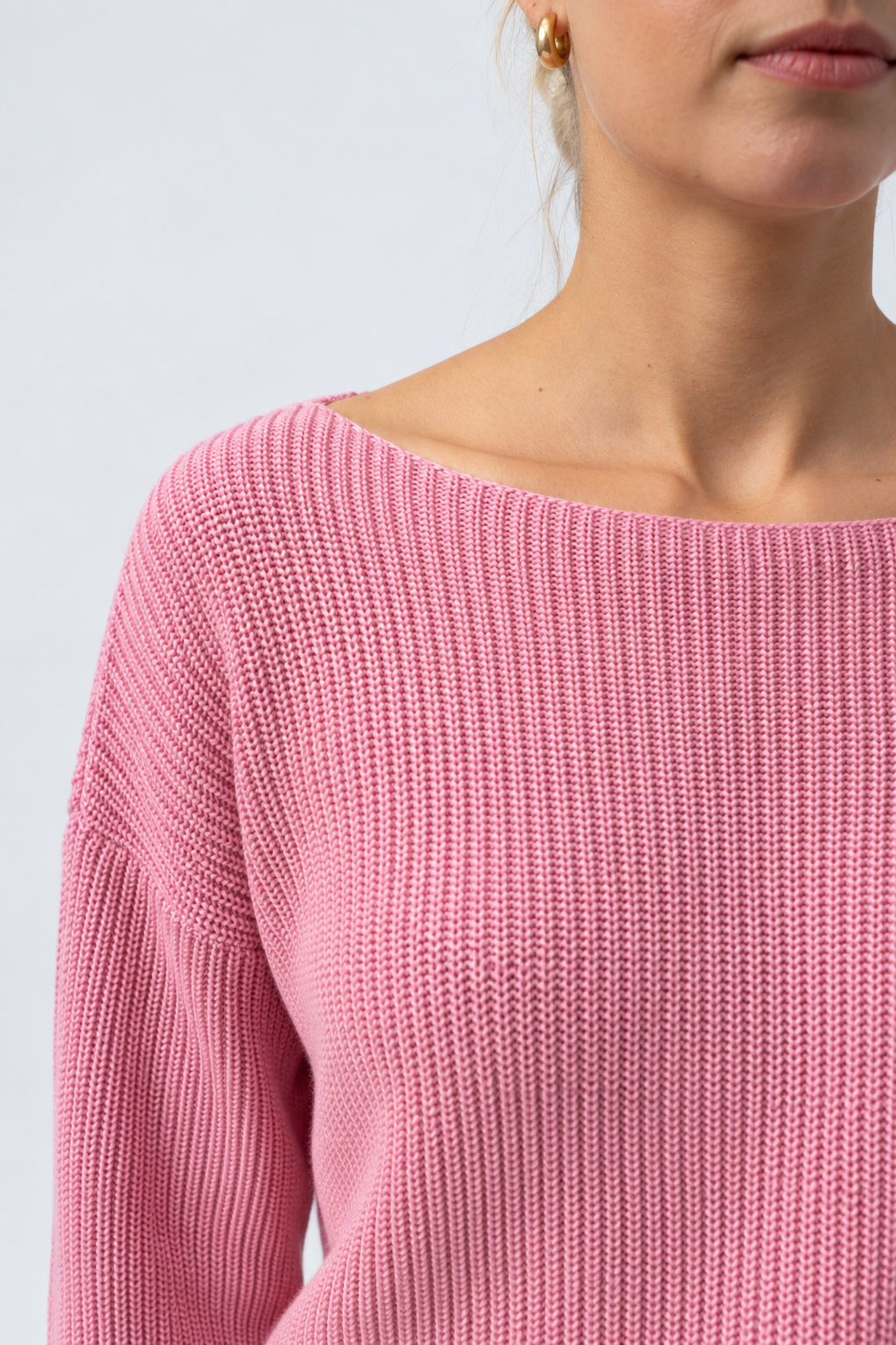 boatneck knit pullover bleached mauve