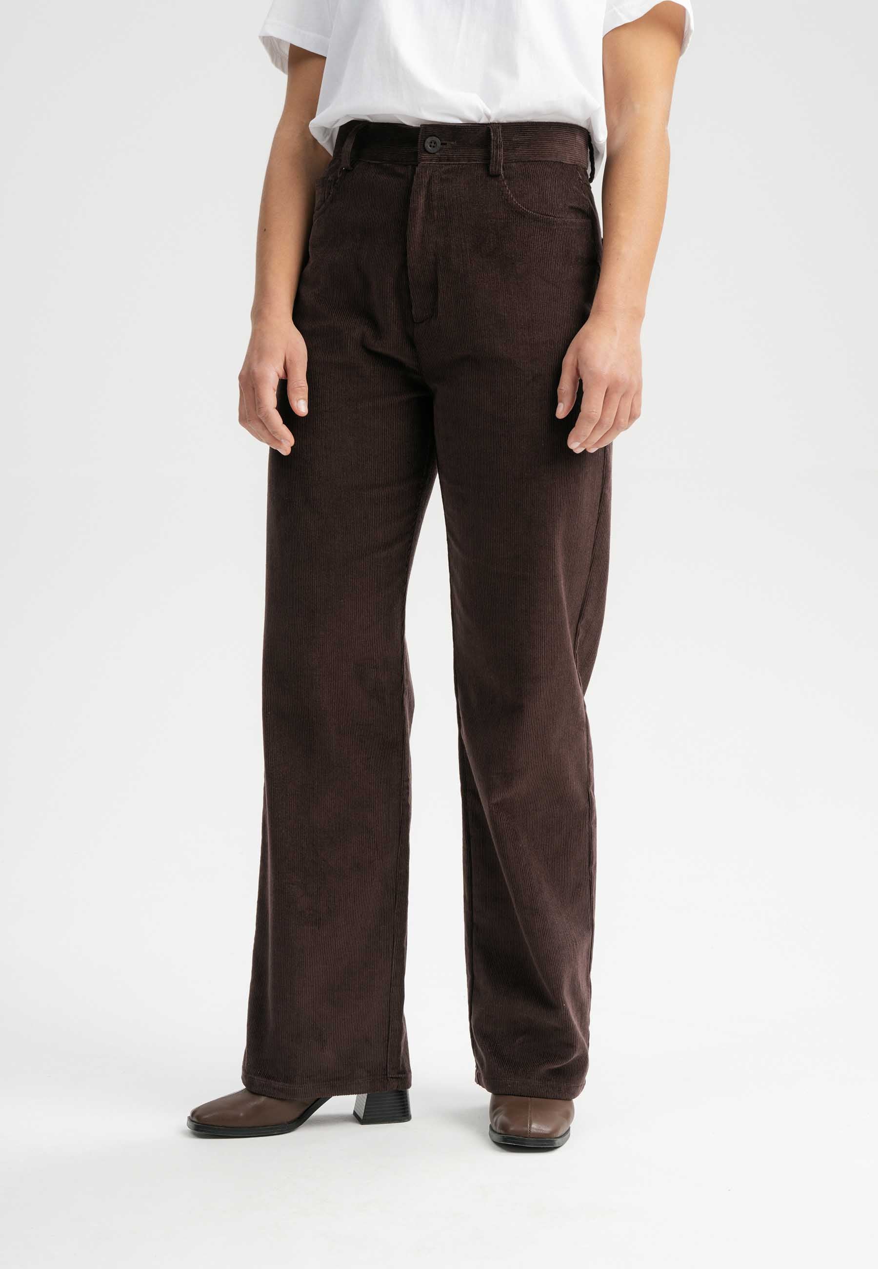 high waist straight leg corduroy pants oorja walnuss