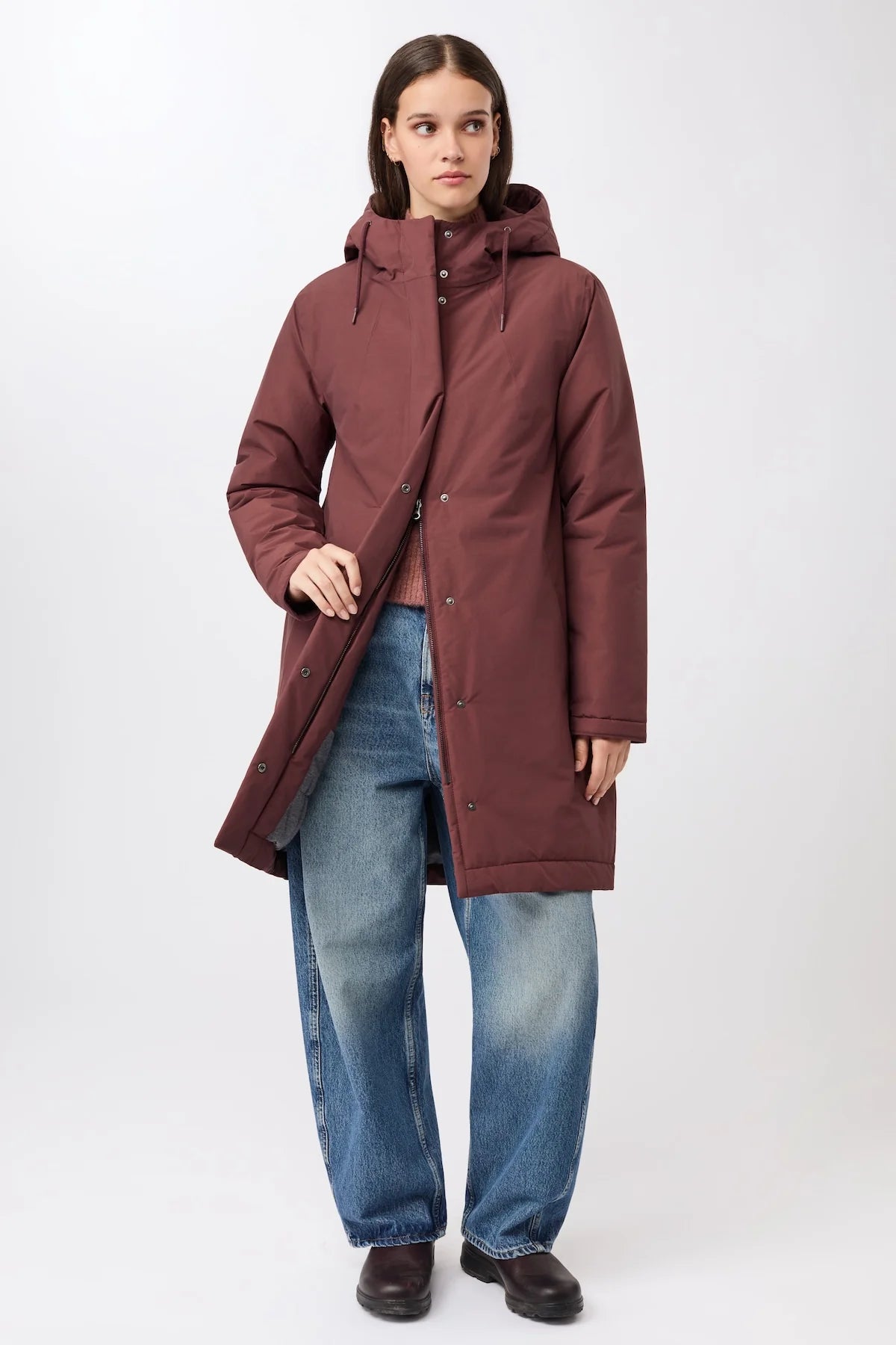 wattierter parka leicht tailliert burgundy (PA011CN08)