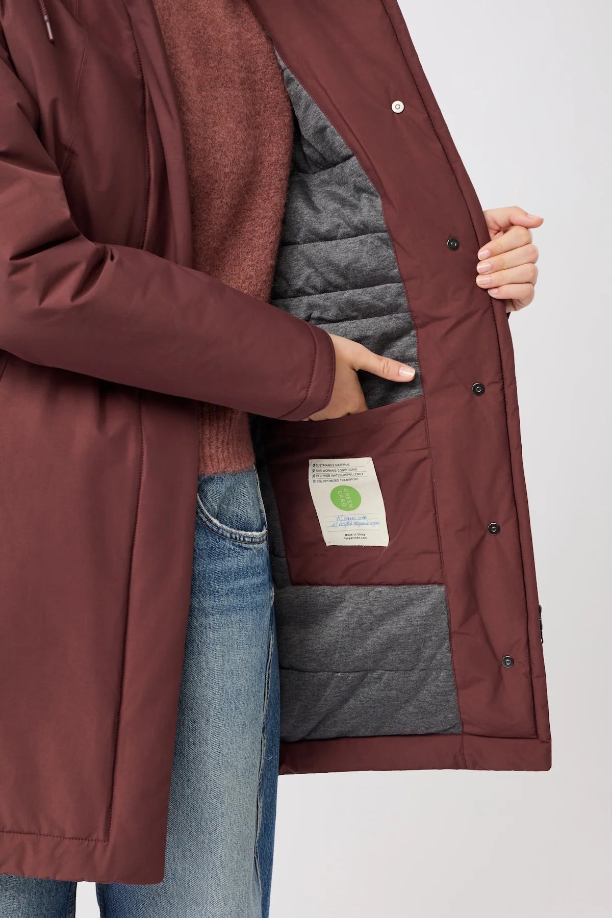 wattierter parka leicht tailliert burgundy (PA011CN08)