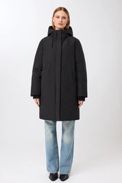 lange jacke mit kapuze und eco daune black (PA092CN08)