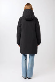 lange jacke mit kapuze und eco daune black (PA092CN08)