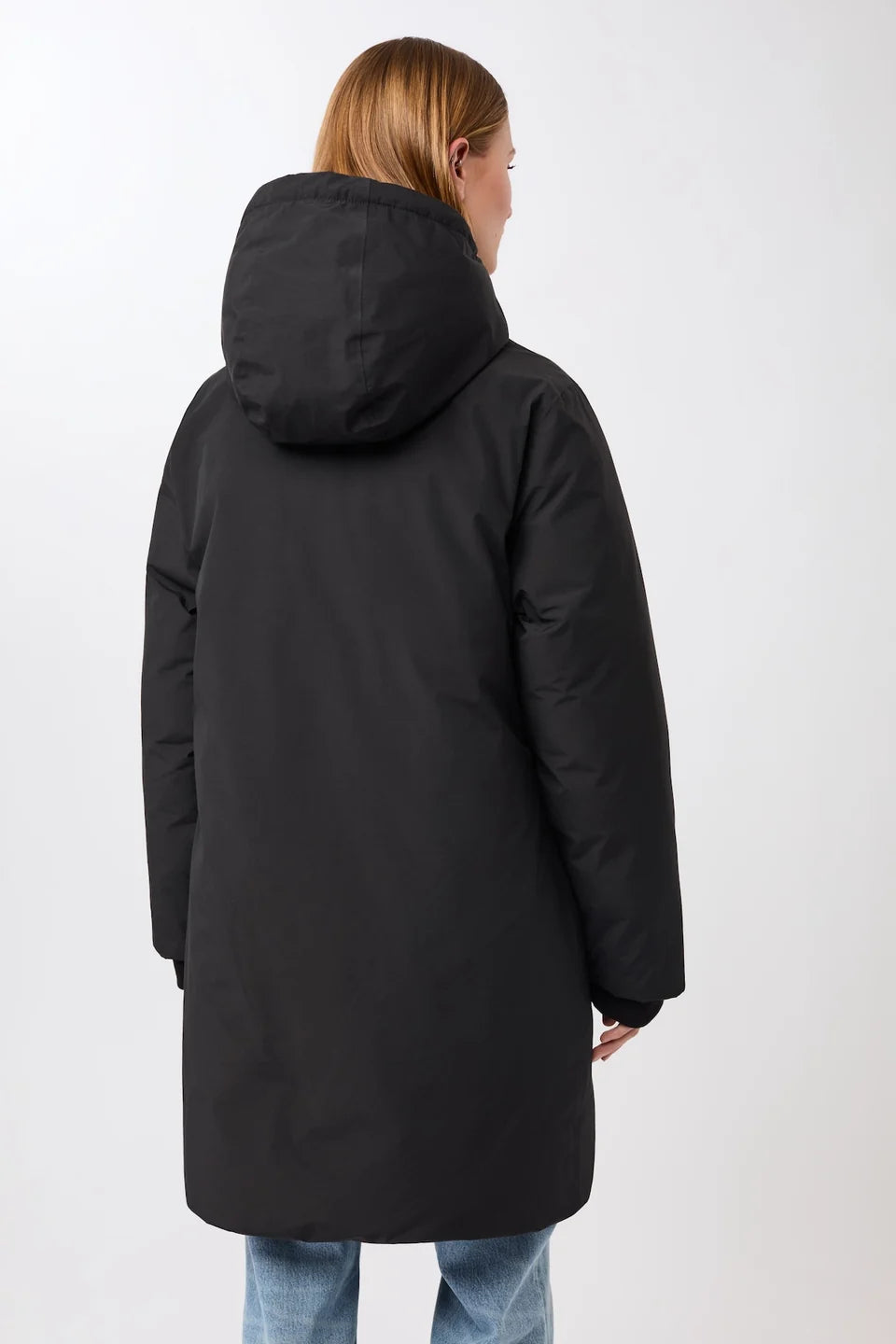 lange jacke mit kapuze und eco daune black (PA092CN08)