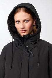 lange jacke mit kapuze und eco daune black (PA092CN08)