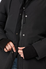 lange jacke mit kapuze und eco daune black (PA092CN08)