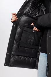 lange jacke mit kapuze und eco daune black (PA092CN08)